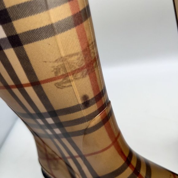 Burberry Classic Nova Check Print Wellington Rubber Rain Boots Sz 6 - Picture 7 of 10